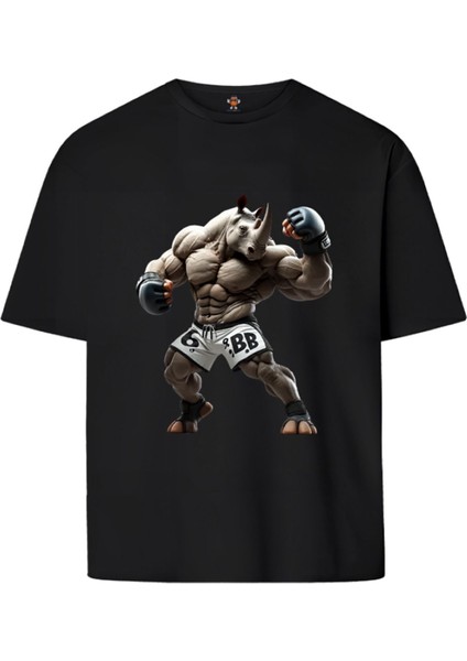 Boxerrhino Çift Iplik Dokumalı Rahat Kalıp PAMUK T-Shirt