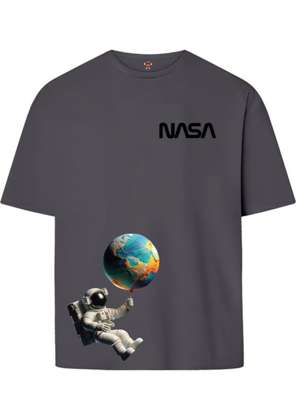 Balloonworld Nasa Çift Iplik Dokumalı Rahat Kalıp PAMUK T-Shirt