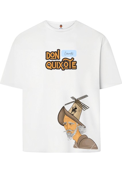 Cervantes Don Kişot Çapraz Çift Iplik Dokumalı Rahat Kalıp PAMUK T-Shirt