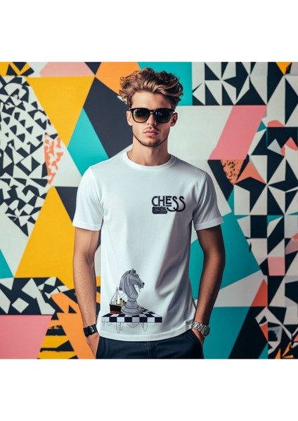 Stefan Zweig Satranç Çapraz Tasarım Çift Iplik Dokumalı Rahat Kalıp Pamuk T-Shirt fiyatları