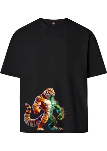Tigodile Çift Iplik Dokumalı Rahat Kalıp PAMUK T-Shirt