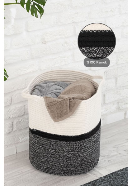 Hasır Dokuma Çamaşır Sepeti - Banyo Düzenleyici Pamuk Halat Saklama Sepeti 38 cm fiyatları
