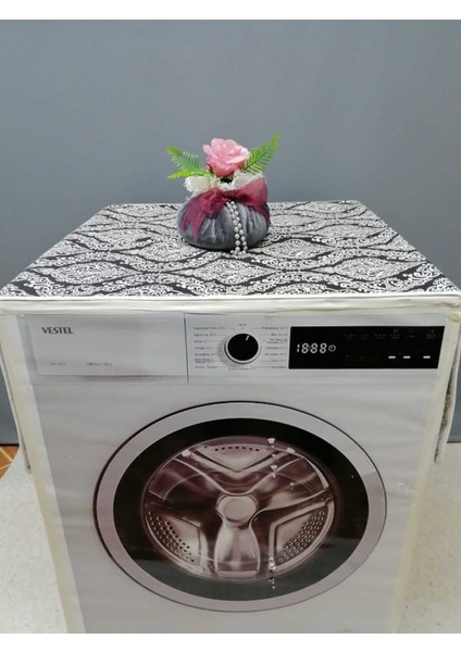 Siyah Beyaz Duck Kumaş Çamaşır ve Kurutma Makinesi Örtüsü 120X60CM