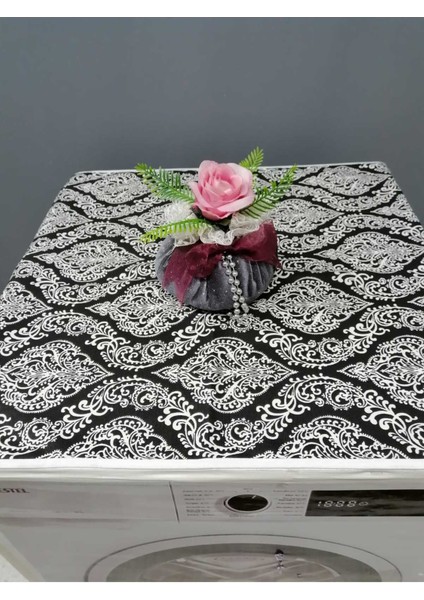 Siyah Beyaz Duck Kumaş Çamaşır ve Kurutma Makinesi Örtüsü 120X60CM
