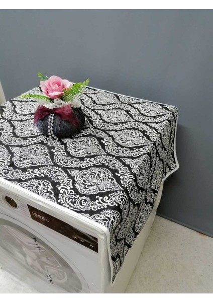 Siyah Beyaz Duck Kumaş Çamaşır ve Kurutma Makinesi Örtüsü 120X60CM