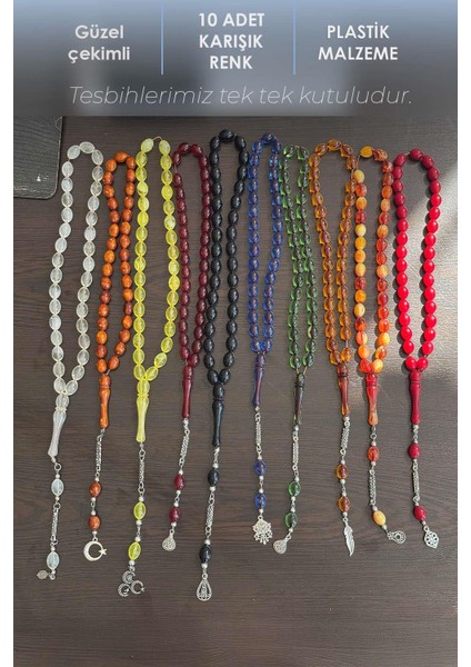 10 Adet Karışık Renk Günlük Kullanım İçin Tesbih