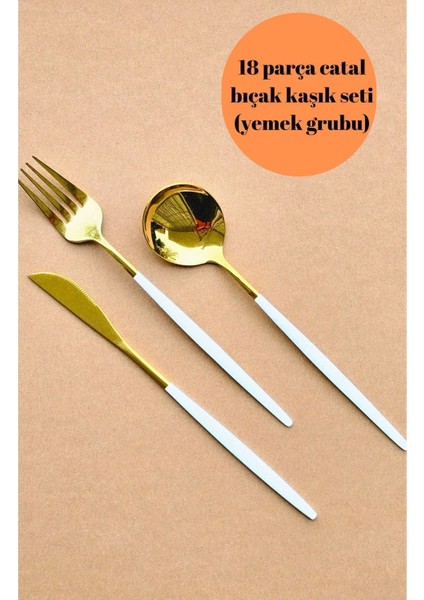 6 kişilik paslanmaz çelik yemek takımı, 18 parça, şık ve dayanıklı set