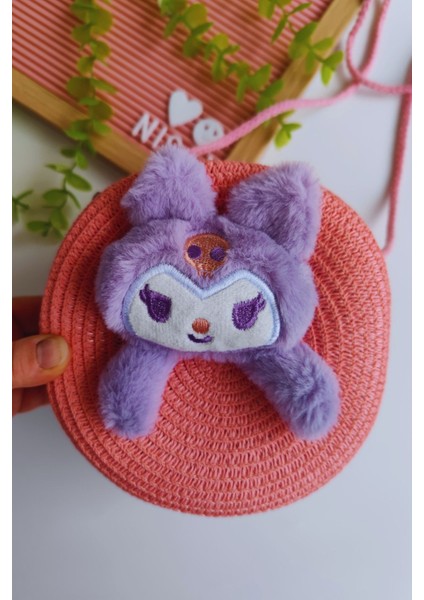 Kız Çocuk Bayramlık Kuromi Hasır Çanta (Askısı Ayarlanabilir)