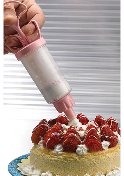 Krem Sıkma Pompası Seti, Pratik Kek ve Pasta Süsleme Aracı, Plastik Gondol