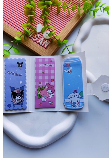 Kuromi-My Melody-Cinnamaroll-Pompompurrin Cırtcırtlı Post-It Defter modelleri