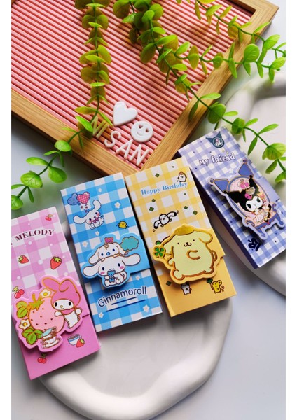 Kuromi-My Melody-Cinnamaroll-Pompompurrin Cırtcırtlı Post-It Defter