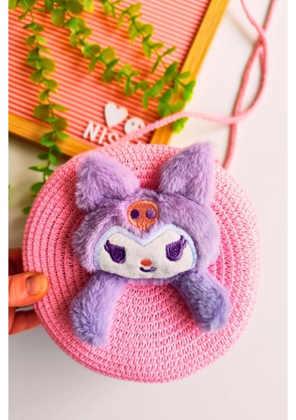 Kız Çocuk Bayramlık Kuromi Hasır Çanta (Askısı Ayarlanabilir)