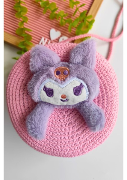 Kız Çocuk Bayramlık Kuromi Hasır Çanta (Askısı Ayarlanabilir) modelleri