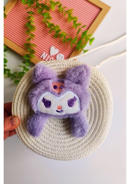 Kız Çocuk Bayramlık Kuromi Hasır Çanta (Askısı Ayarlanabilir)