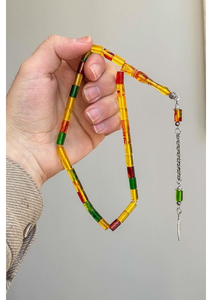 Alacalı Renk Kesme Taneli Toz Kehribar Tesbih