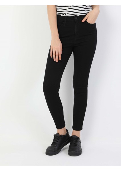 Super Slim Fit Yüksel Bel Dar Paça Kadın Siyah Jean Pantolon