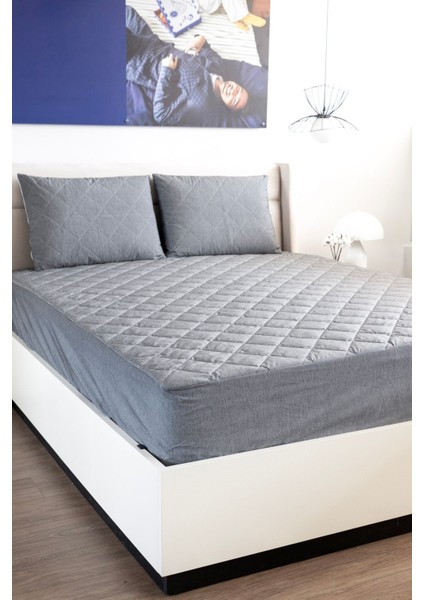 Kapitone Fitted Full Kenar Yatak Koruyucu Pamuklu Alez Çarşaf Gri fiyatları