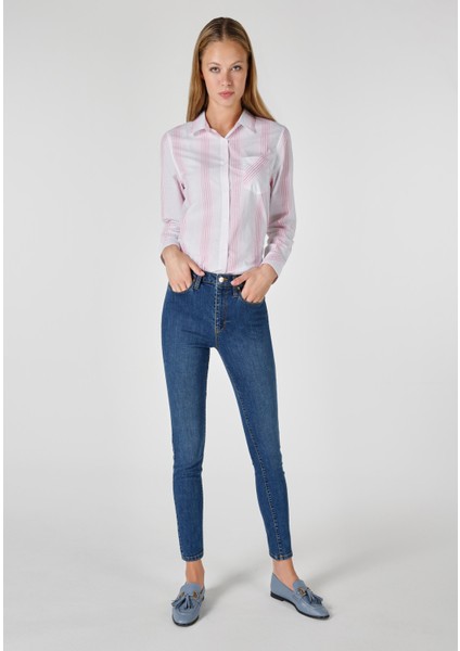 759 Lara Super Slim Fit Orta Bel Süper Dar Paça Kadın Mavi Jean Pantolon