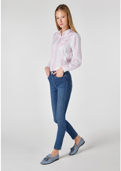 759 Lara Super Slim Fit Orta Bel Süper Dar Paça Kadın Mavi Jean Pantolon
