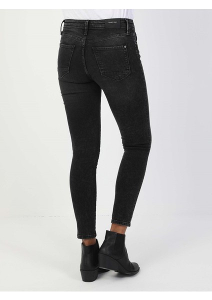 759 Lara Super Slim Fit Orta Bel Dar Paça Kadın Gri Jean Pantolon