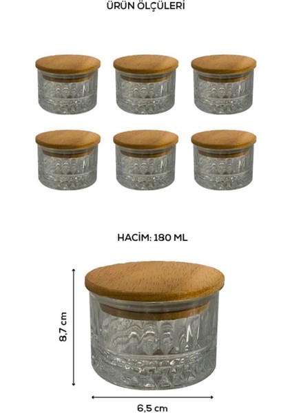 6'lı Ahşap Kapaklı Cam Kase Seti 180 ml