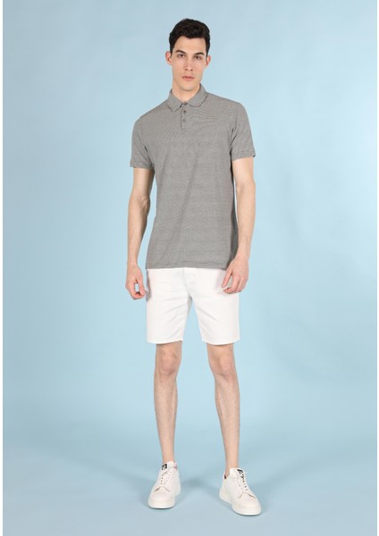 Regular Fit Polo Yaka Düz Erkek Yeşil Kısa Kol Tişört