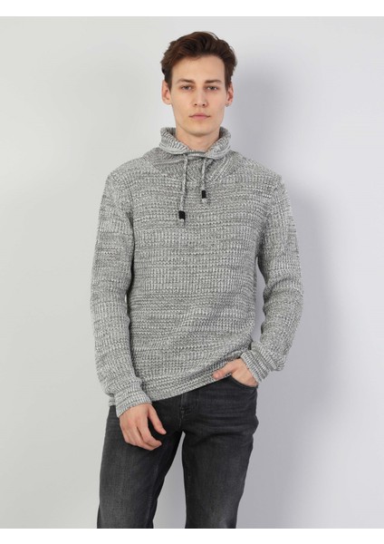 Slim Fit Sal Yaka Erkek Gri Kazak fırsatları