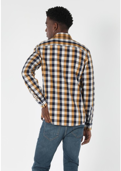 Slim Fit Shirt Neck Erkek Sari Uzun Kol Gömlek fiyatları