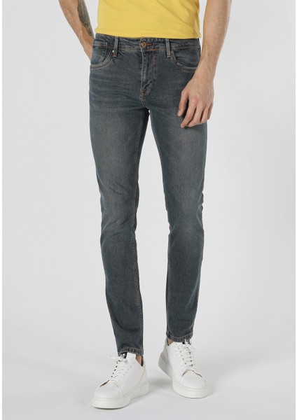 041 Danny Slim Fit Düşük Bel Dar Paça Gri Erkek Pantolon