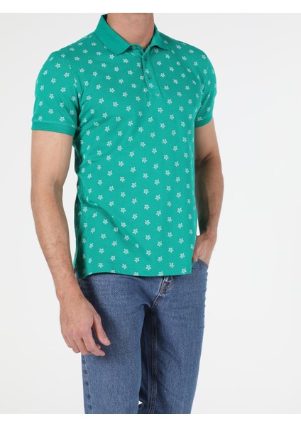 Regular Fit Polo Yaka Erkek Yeşil Kısa Kol Tişört fırsatları
