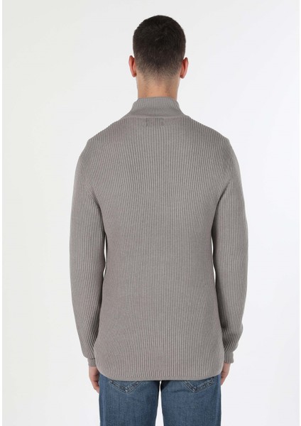 Slim Fit Dar Kesim Fermuarlı Gri Erkek Hırka fiyatları
