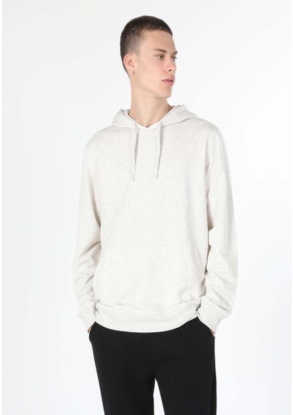 Regular Fit Erkek Beyaz Sweatshirt
