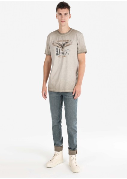 Bej Erkek Tshirt K.kol