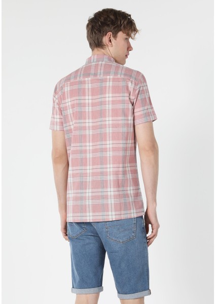 Regular Fit Shirt Neck Erkek Turuncu Kısa Kol Gömlek fiyatları