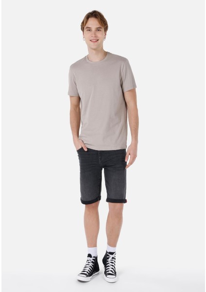 Regular Fit Bisiklet Yaka Basic Taş Erkek Kısa Kol Tişört