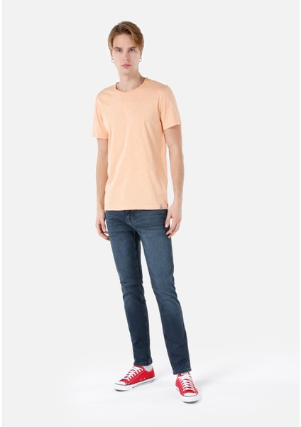 Regular Fit Yuvarlak Yaka Düz Erkek Turuncu Kısa Kol Tişört Cl1058580