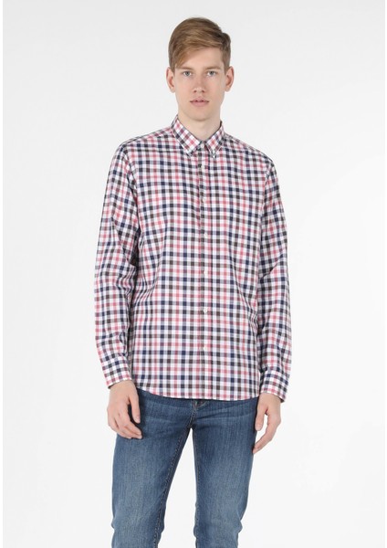 Regular Fit Shirt Neck Erkek Çok Renkli Uzun Kol Gömlek