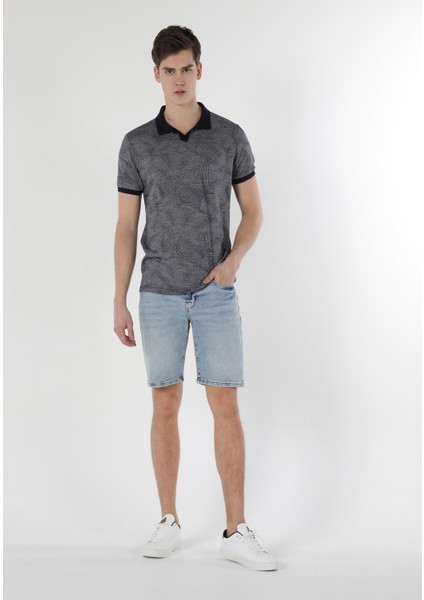 Regular Fit Polo Yaka Erkek Lacivert Kısa Kol Tişört
