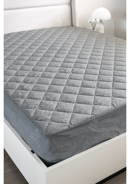 Kapitone Fitted Full Kenar Yatak Koruyucu Pamuklu Alez Çarşaf Gri modelleri