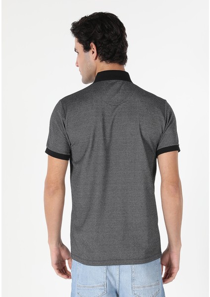Regular Fit Polo Yaka Jakarlı Erkek Antrasit Kısa Kol Tişört fiyatları