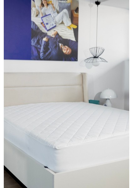 Kapitone Fitted Full Kenar Yatak Koruyucu Pamuklu Alez Çarşaf Beyaz
