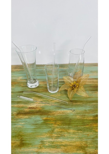 4 Lü Şeffaf Eğimli Cam Pipet Isıya Dayanıklı ve 1 Adet Temizleme Fırçası fiyatları