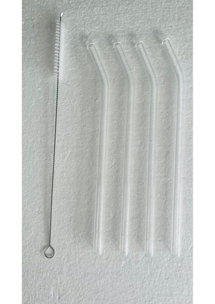 4 Lü Şeffaf Eğimli Cam Pipet Isıya Dayanıklı ve 1 Adet Temizleme Fırçası modelleri