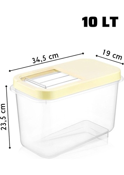 Multibox 10 Lt Kolay Kayar Kapaklı Çok Amaçlı Erzak, Bakliyat Vs. Saklama Kabı