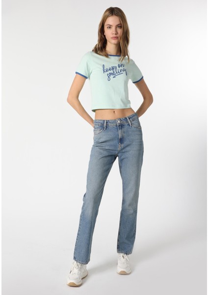 792 Mıla Regular Fit Orta Bel Slim Straight Leg Kadın Mavi Jean Pantolon