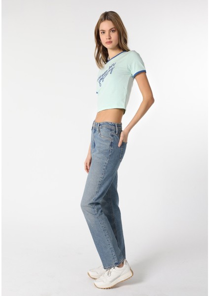 792 Mıla Regular Fit Orta Bel Slim Straight Leg Kadın Mavi Jean Pantolon