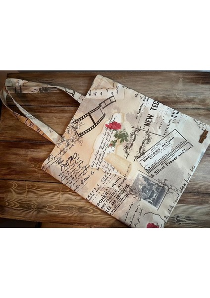 Digital Baskılı , Astarlı ,İç Cepli, Kumaş ,Tote , Çok Şık Omuz Çantası