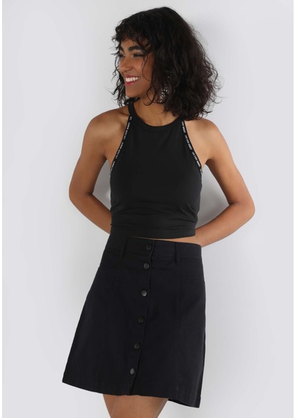 Slim Fit Kadın Siyah Atlet
