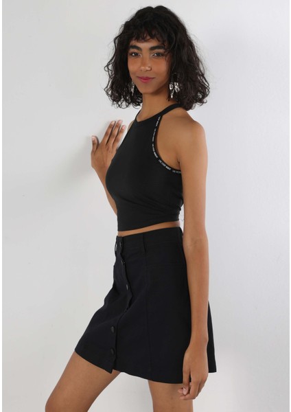 Slim Fit Kadın Siyah Atlet