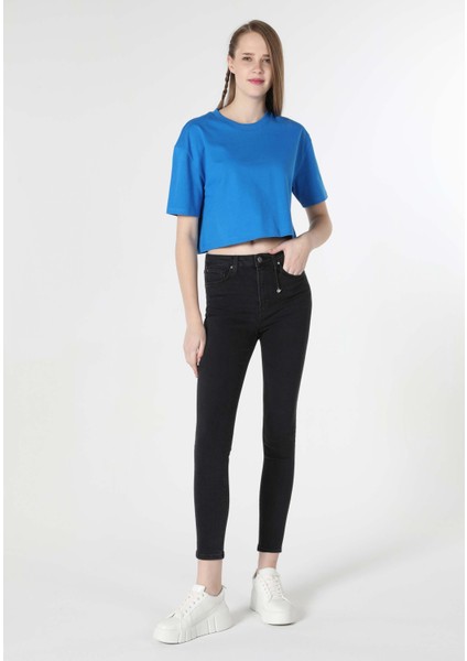 Skinny Fit Orta Bel Dar Paça Kadın Siyah Jean Pantolon modelleri